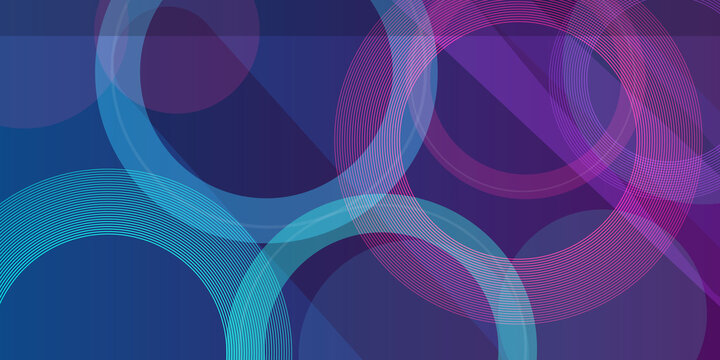 Abstract background featuring intersecting colorful circles with concentric line patterns in blue purple and neon pink shades.