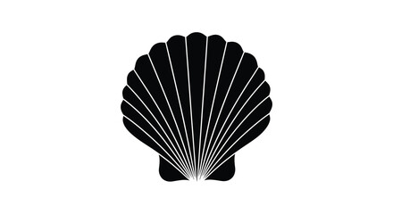Scallop shell silhouette on a white background marine invertebrate form © Munna