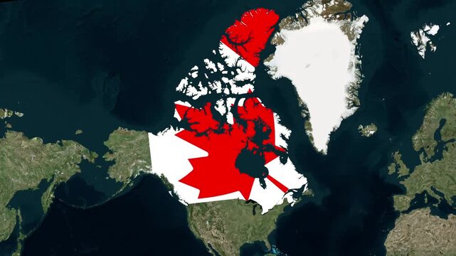 Canada map flag overlay animation showing north american geography video footage