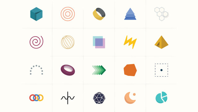 Geometric shapes and symbols icons set