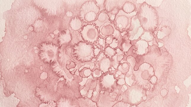 Elegant Soft Pastel Dusty Rose Watercolor Wash Background Featuring Intricate Organic Circular Bleeding Stains Creating A Dreamy Ethereal Artistic Texture For Creative Design Projects And Fine Art