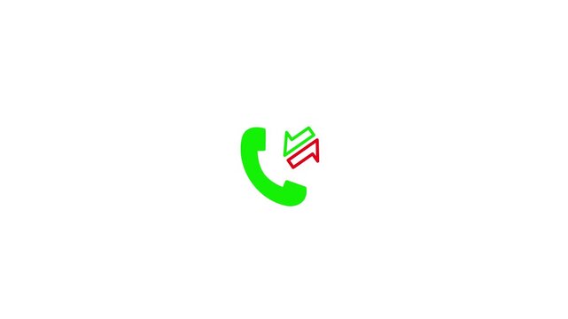 Incoming and outgoing call log status icon with green phone symbol 4k 25fps