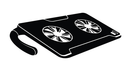 Laptop cooling pad with dual fans black silhouette © Roja