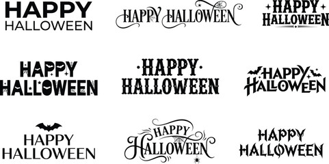 Fototapeta premium Happy Halloween Creative Lettering Showcase Featuring Modern Script Gothic And Decorative Typography