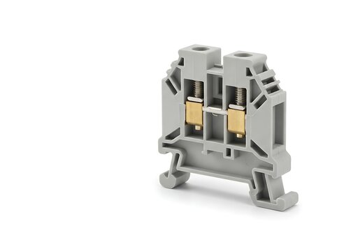 Gray Plastic Terminal Block with Brass Contacts and Screws for