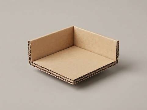 Open cardboard box with honeycomb structure on light background