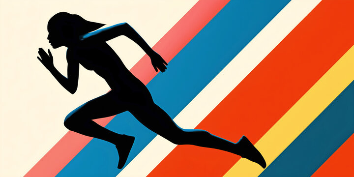 The Runner Who Cuts Through Stripes of Color and Pure Momentum, ai generated.
