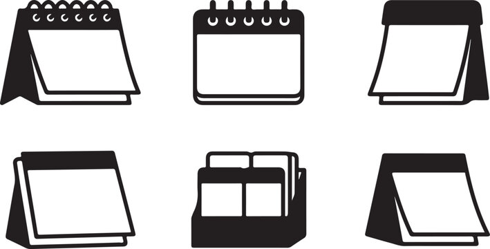 Six different styles of open notebooks and planners icon set Vector