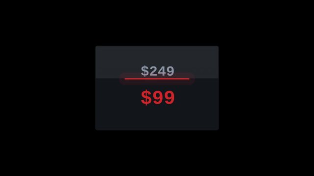 Sale strikethrough old price new price animated alpha