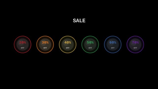 Sale multi badge grid percent all sizes animated seamless loop alpha