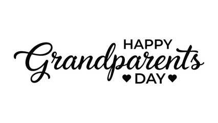 Happy Grandparents Day elegant hand lettering typography with decorative hearts, family appreciation celebration design for greeting cards, social media, banners and holiday graphics © Zavivec