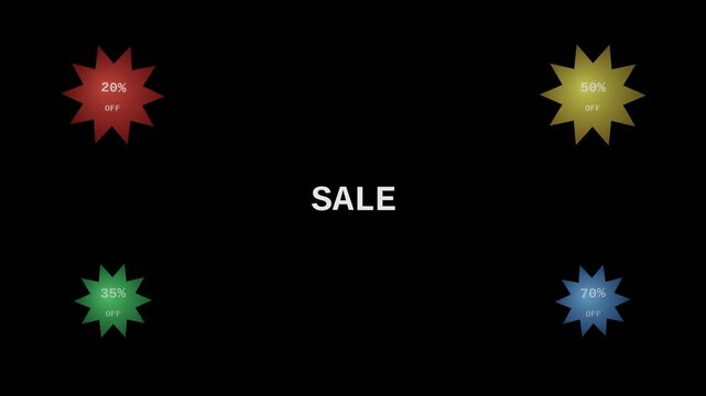 Sale four corner badges pulsing animated seamless loop alpha