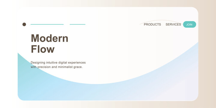 Adobe IllusA premium minimalist vector website landing page banner design template featuring a modern clean UI layout with gradient fluid shapes, text placeholders, and menu navigation btrator Artwork