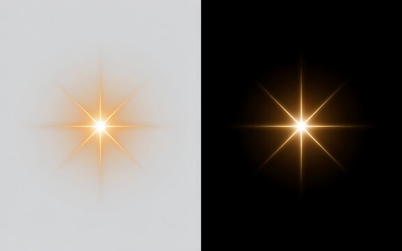 Shining starburst lens flare effects on gray and black backgrounds  light burst photography