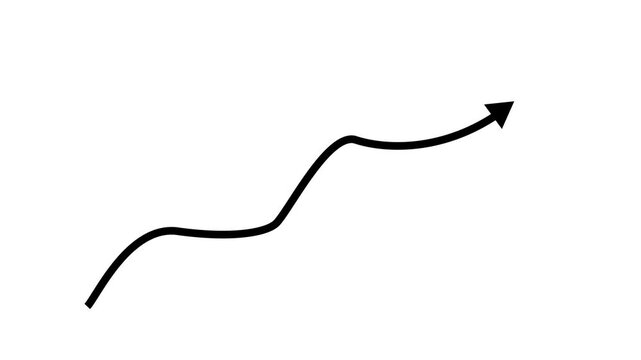 Upward Arrow Symbolizing Growth, Bar Chart Animation for Corporate Financial Report and Statistics. white background....