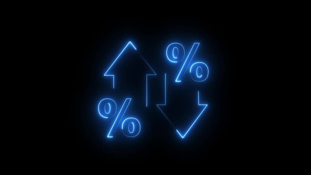 Glowing quality and cost control concept on transparent background. Successful organization strategy and management quality control. Percentage icon of quality with up arrow and cost with down arrow