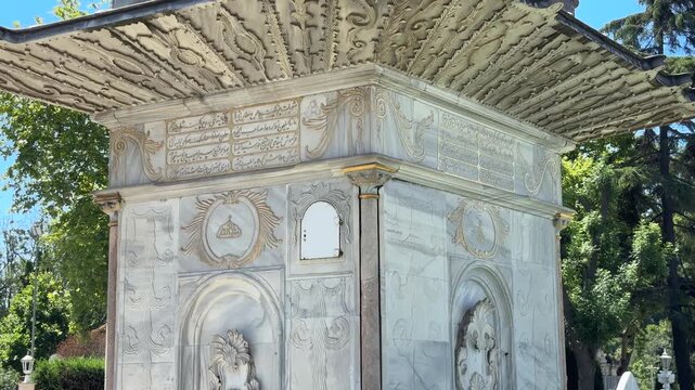 The historic Mihrisah Sultan Fountain, located in Kucuksu, Istanbul, Turkey, was built in the 19th century during the Ottoman period.