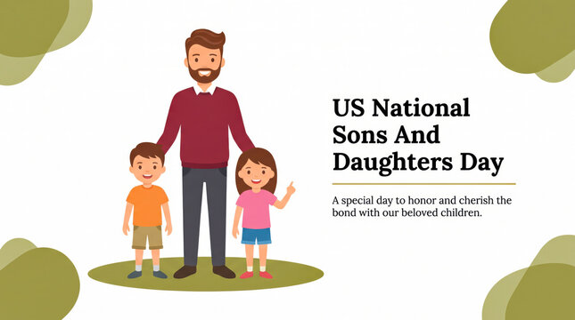 Father with sons and daughters celebrating us national sons and daughters day