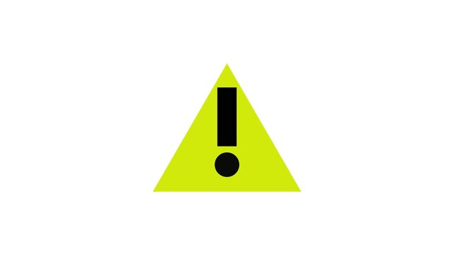 Warning Sign With Exclamation Point On White Background Three Frame Sequence