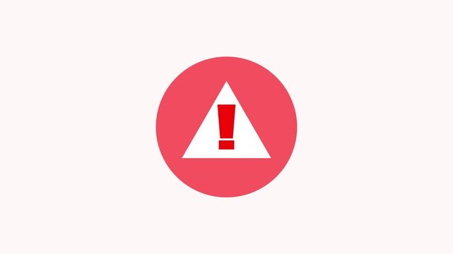 Warning sign icon animating from empty circle to triangle to exclamation point