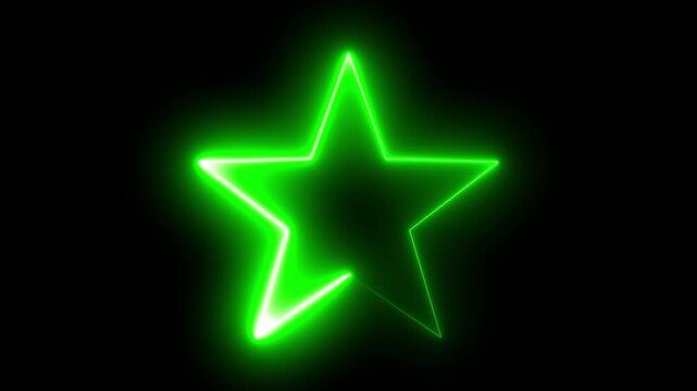 Three Neon Green Star Shapes Against Black Background