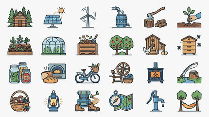 Self-Sufficient Living and Sustainable Lifestyle Icons © Hasyim