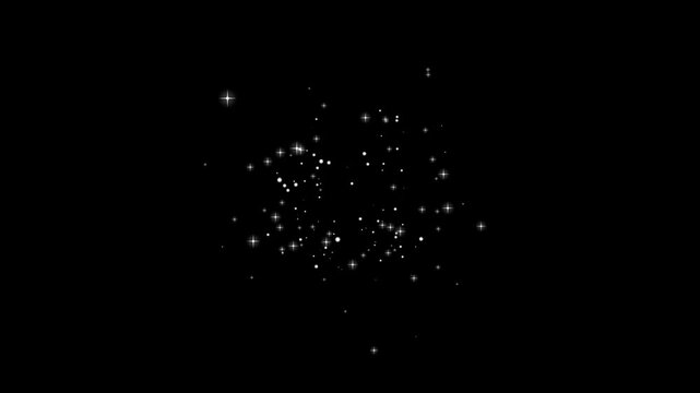 magic glitter star bust, twinkling star glitter bust animation, Particle magic tail sparkling glitter star dust trail loop animation, 4k video on black screen, glitter stars isolated.