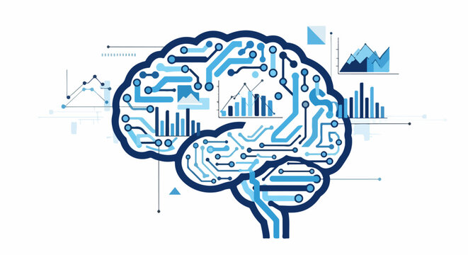 Brain with circuit board pattern inside.