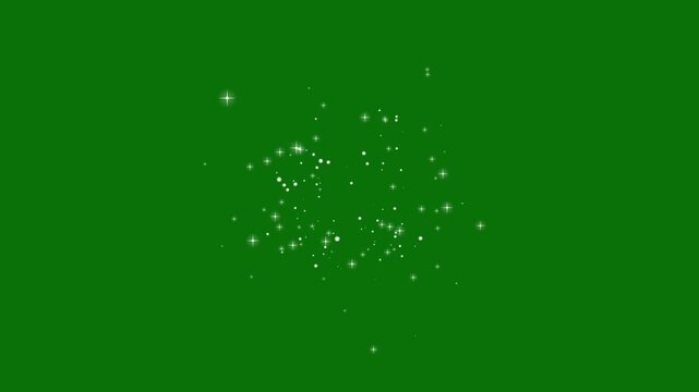 White star sparkle effect overlay, for video editing particles green screen, glitter shimmer particles, Particle magic tail sparkling glitter star dust trail loop animation, 4k video on green s