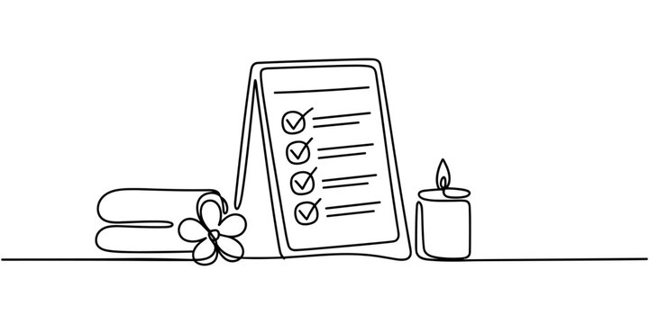 Spa Treatment Menu Continuous One Line Drawing
