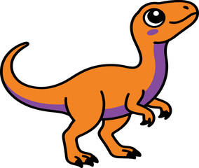 Fototapeta premium Cute cartoon velociraptor dinosaur illustration for children's designs