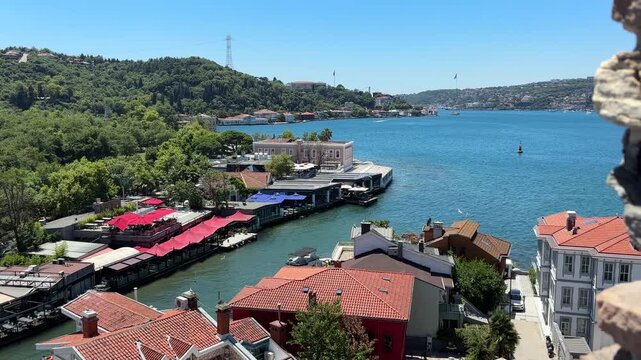 A view from the historic Anadolu Hisarı district in Beykoz, Istanbul, Turkey.
