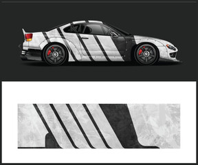 Fototapeta premium Dynamic Black and White Racing Car Wrap Design