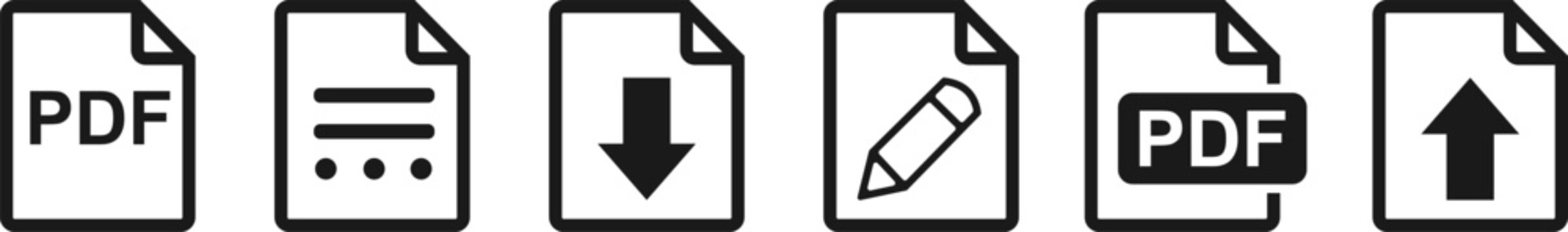 Document icons showing actions for file management and editing in a clean white background