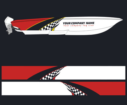 Dynamic Racing Boat Wrap Design Template