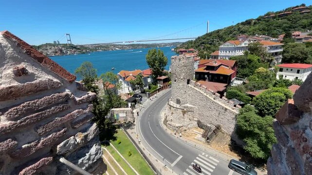 A view from the historic Anatolian Fortress in Beykoz, Istanbul, Turkey.