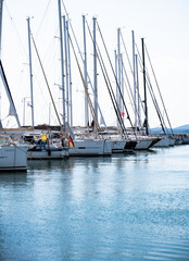 Fototapeta premium Nikiti, Greece: sailing boats on clear water