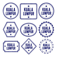 Fototapeta premium Kuala Lumpur stamp set. Seal set with city name on a white background