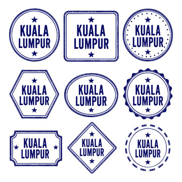 Kuala Lumpur stamp set. Seal set with city name on a white background