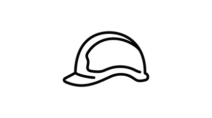 Fototapeta premium Minimalist black and white vector illustration of a hard hat protective helmet designed for construction workers and industrial safety projects