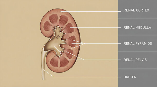 Journey deep within the kidney, exploring the elegant design of its cortex, medulla, and vital pathways