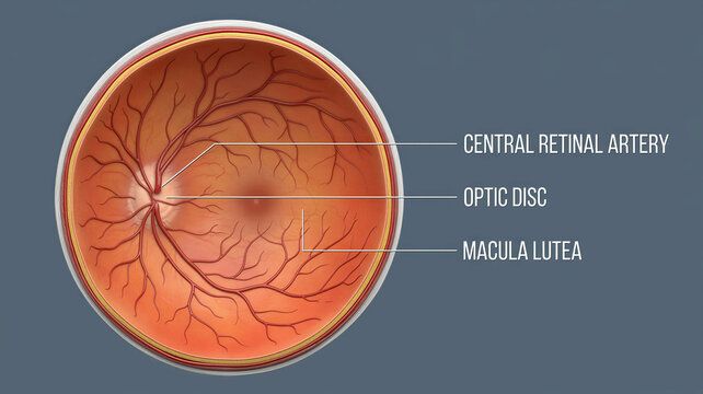 Unveiling the intricate inner landscape of the human eye, revealing vital retinal structures for sight