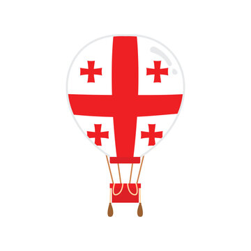 Georgia Flag Hot Air Balloon Isolated Country Travel National Symbol Illustration