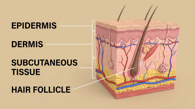 Skin's profound inner world a vibrant anatomical display of its protective layers and essential structures