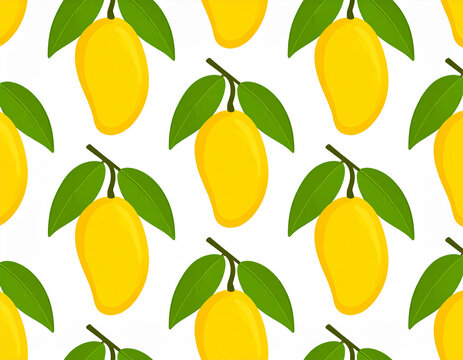 Yellow and Green Mango Fruit Pattern Background