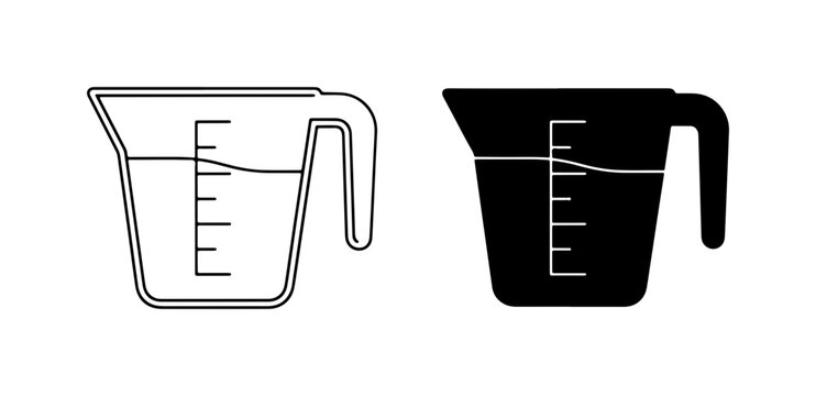 Measuring Cup Icons, Liquid Volume Tool, Kitchenware Vector Set
