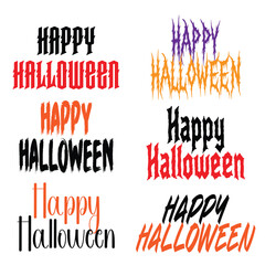 Set of six creative happy halloween typography designs with spooky fonts © Ai Gallerybd