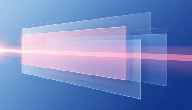 Abstract Geometric Layers with Glowing Horizontal Light Beam