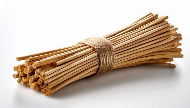 A Bundle Of Sticks On A White Surface Background
