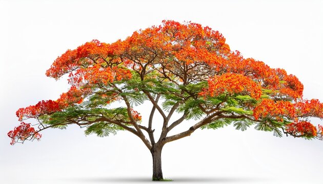 The Flame Tree Royal Poinciana On White Background